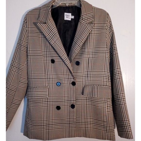 Princess Polly Sz 12 Double Breasted Tartan Plaid Jacket Blazer Preppy Classic - Picture 2 of 7